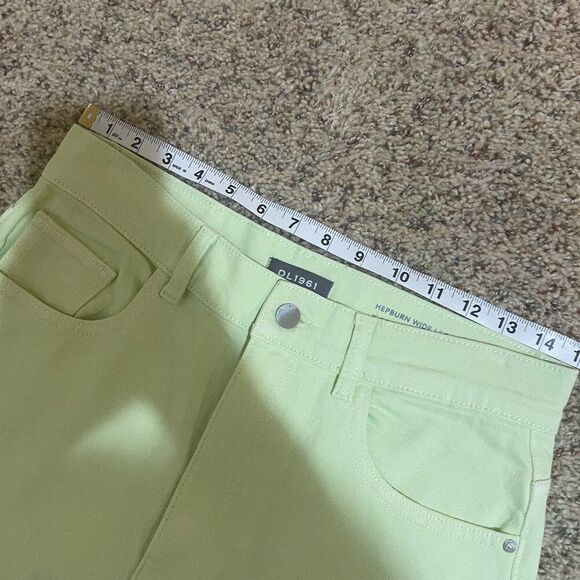 DL1961 Size 28 Hepburn Wide Leg High Rise Vintage Jean Limeade Green Neon 80s - Picture 12 of 14